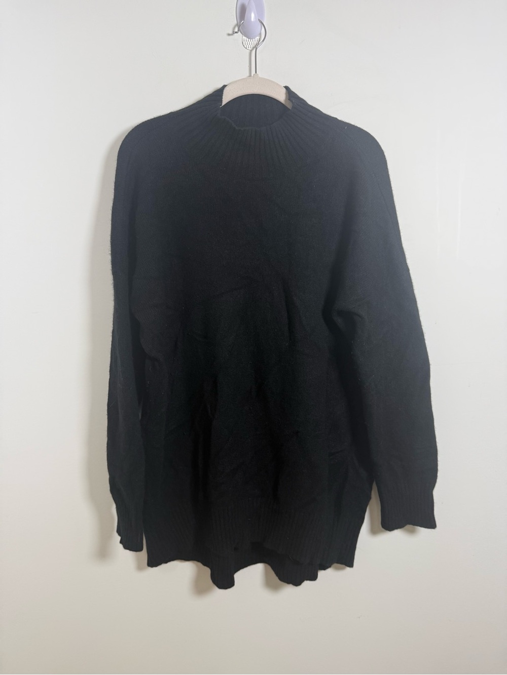 EILEEN FISHER | Black Mockneck Cashmere Sweater Size Petite Large